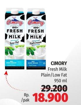 Promo Harga CIMORY Fresh Milk Full Cream, Low Fat 950 ml - Lotte Grosir