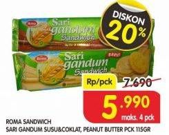 Promo Harga ROMA Sari Gandum Susu + Cokelat, Peanut 115 gr - Superindo