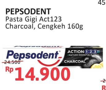 Promo Harga Pepsodent Pasta Gigi Action 123 Charcoal, Cengkeh 160 gr - Alfamidi