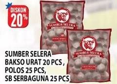 Promo Harga SUMBER SELERA Bakso Sapi UB Urat, Polos, SB Serba Guna 20 pcs - Hypermart