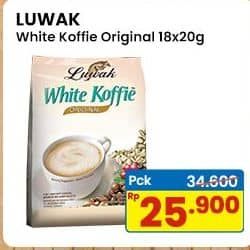 Promo Harga Luwak White Koffie Original per 18 sachet 20 gr - Indomaret