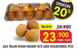 Promo Harga 365 Telur Ayam Negeri Less Cholesterol 10 pcs - Superindo