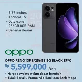 Promo Harga Oppo Reno13F 5G 8/256 GB  - Carrefour