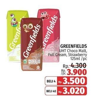 Promo Harga Greenfields UHT Choco Malt, Full Cream, Strawberry 125 ml - LotteMart