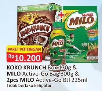 Promo Harga Koko Krunch + Milo Active-Go Bag + 2pcs Milo Active Go Btl  - Alfamart