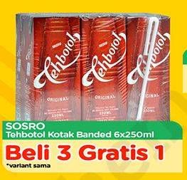 Promo Harga Sosro Teh Botol per 6 box 250 ml - TIP TOP