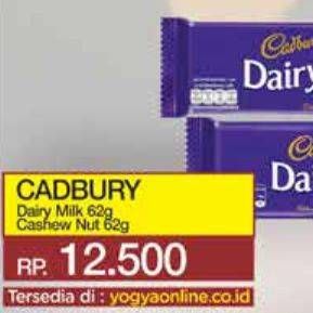 Promo Harga CADBURY Dairy Milk Cashew Nut, Original 65 gr - Yogya