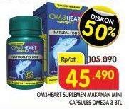 Promo Harga OM3HEART Fish Oil Omega 3 Mini Capsule 60 pcs - Superindo