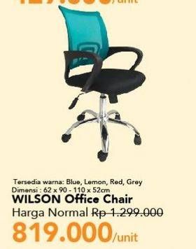 Promo Harga Wilson Office Chair Blue, Lemon, Grey  - Carrefour