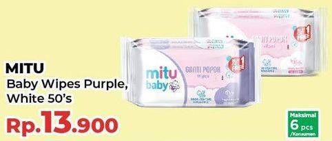 Promo Harga Mitu Baby Wipes Ganti Popok Purple Playful Fressia, White Lively Vanilla 50 pcs - Yogya