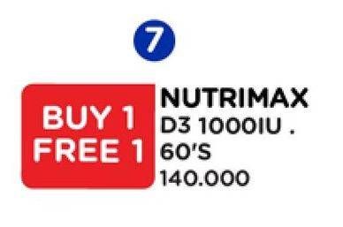 Promo Harga Nutrimax D3 1000 IU 60 pcs - Watsons