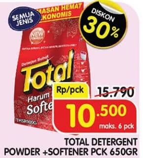 Promo Harga Total Detergent Softener All Variants 650 gr - Superindo