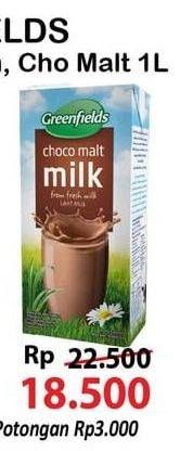 Promo Harga GREENFIELDS Fresh Milk Choco Malt 1000 ml - Alfamart