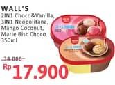 Promo Harga Walls Ice Cream Chocolate Vanilla With Chocolate Chip, Neopolitana, Mango Coco Delight, Marie Chocolate 350 ml - Alfamidi