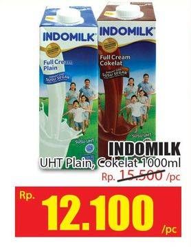 Promo Harga INDOMILK Susu UHT Plain, Coklat 1000 ml - Hari Hari