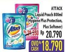 Promo Harga ATTACK Detergent Liquid Hygiene Plus Protection, Plus Softener 800 ml - Hypermart