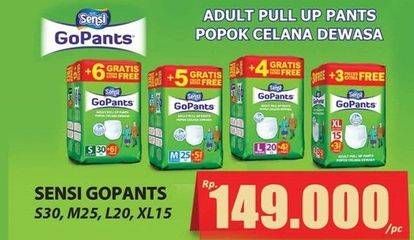 Promo Harga SENSI GoPants Adult Diapers L20+4, M25+5, S30+6, XL15+3 18 pcs - Hari Hari