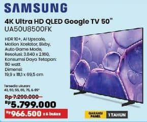 Promo Harga Samsung UA50U8500FK 4K Ultra HD QLED Google TV  - COURTS