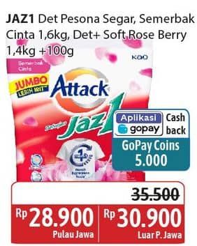 Promo Harga Attack Jaz1 Detergent Powder +Softener Rose Berry, Pesona Segar, Semerbak Cinta 1400 gr - Alfamidi