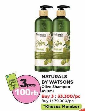 Promo Harga Naturals By Watsons Shampoo Olive 490 ml - Watsons