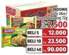 Promo Harga INDOMIE Mi Kuah Soto Mie, Ayam Bawang per 5 pcs 70 gr - LotteMart