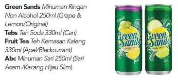 Promo Harga GREEN SANDS Minuman Soda Lemon Grape, Lime Apple 250 ml - Carrefour