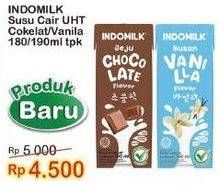 Promo Harga INDOMILK Susu UHT Cokelat, Vanila 190 ml - Indomaret