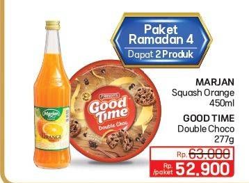 Harga Marjan Syrup Squash + Good Time Chocochips Assorted Cookies Tin