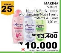 Promo Harga MARINA Hand Body Lotion Rich Moisturizing, Protects Cares, Nutri Fresh 350 ml - Giant
