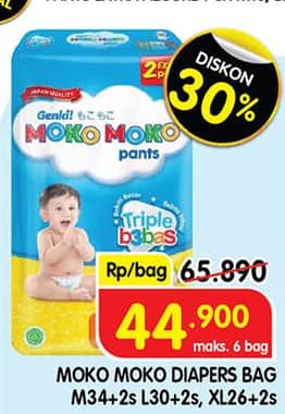 Promo Harga Genki Moko Moko Pants XL26+2, M34+2, L30+2 28 pcs - Superindo