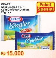 Promo Harga KRAFT Single 5s + Cheddar Cheese 75g  - Indomaret