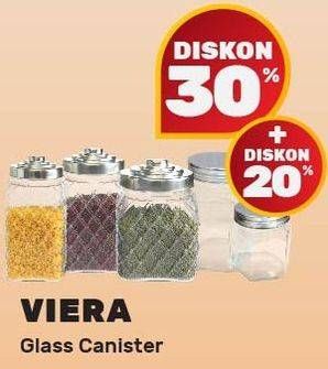 Promo Harga VIERA Glass Canister with Golden Rose  - Yogya