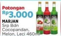 Promo Harga MARJAN Syrup Boudoin Cocopandan, Melon, Leci 460 ml - Alfamart