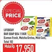 Promo Harga LIFEBUOY Bar Soap Lemon Fresh, Matcha Green Tea, Mild Care, Total 10 per 4 pcs 110 gr - Hypermart