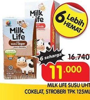 Promo Harga MILK LIFE Fresh Milk Chocolate, Strawberry 125 ml - Superindo