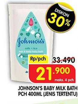 Promo Harga JOHNSONS Baby Milk Bath 400 ml - Superindo