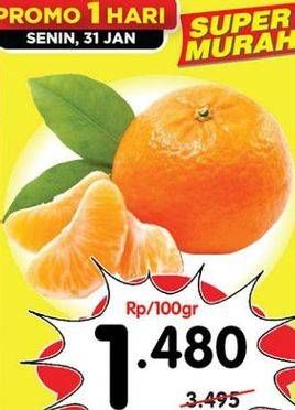 Promo Harga Jeruk Mandarin Ponkam per 100 gr - Superindo