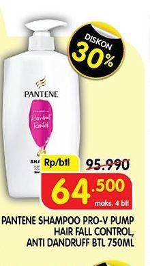 Promo Harga PANTENE Shampoo Hair Fall Control, Anti Dandruff 750 ml - Superindo