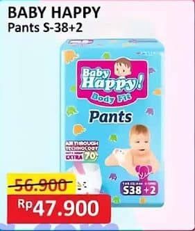 Promo Harga Baby Happy Body Fit Pants S38+2 40 pcs - Alfamart