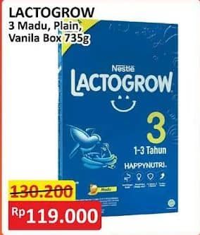 Promo Harga Lactogrow 3 Susu Pertumbuhan Plain, Madu, Vanila 750 gr - Alfamart
