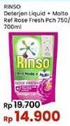 Promo Harga Rinso Liquid Detergent + Molto Pink Rose Fresh 750 ml - Indomaret