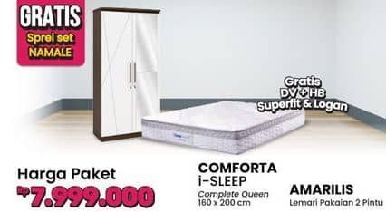 Promo Harga Comforta Complete Set Mattress Queen + Courts Amarilis Lemari 2 Pintu   - COURTS