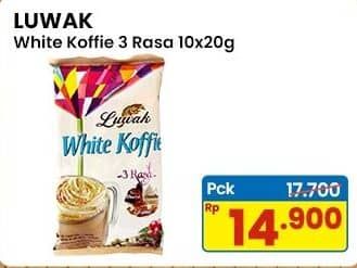 Promo Harga Luwak White Koffie 3 Rasa per 10 sachet 20 gr - Indomaret