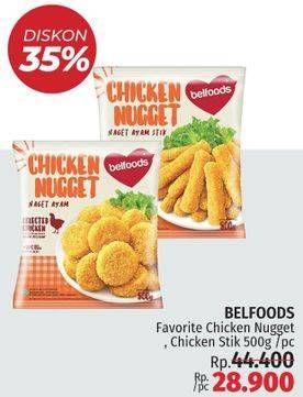 Promo Harga BELFOODS Nugget Chicken Nugget Stick, Chicken Nugget 500 gr - LotteMart