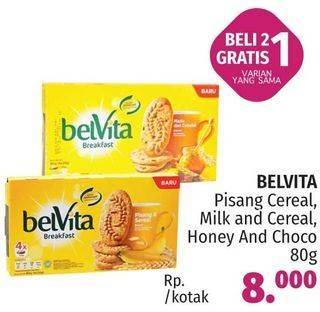 Promo Harga BELVITA Biskuit Breakfast Banana Cereal, Milk Cereal, Honey Chocolate 80 gr - LotteMart