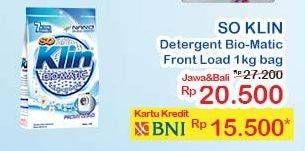 Promo Harga SO KLIN Biomatic Powder Detergent 1000 gr - Indomaret