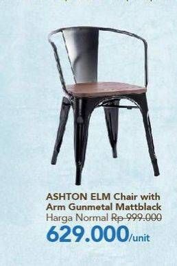 Promo Harga Ashton Elm Stool With Arm Gunmetal Mattblack  - Carrefour