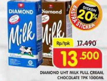 Promo Harga DIAMOND Milk UHT Chocolate, Full Cream 1000 ml - Superindo