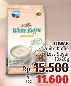 Promo Harga Luwak White Koffie Premium Less Sugar per 10 sachet 20 gr - LotteMart