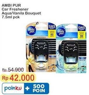 Promo Harga Ambipur Car Freshener Premium Clip Aqua, Vanilla Bouquet 7 ml - Indomaret